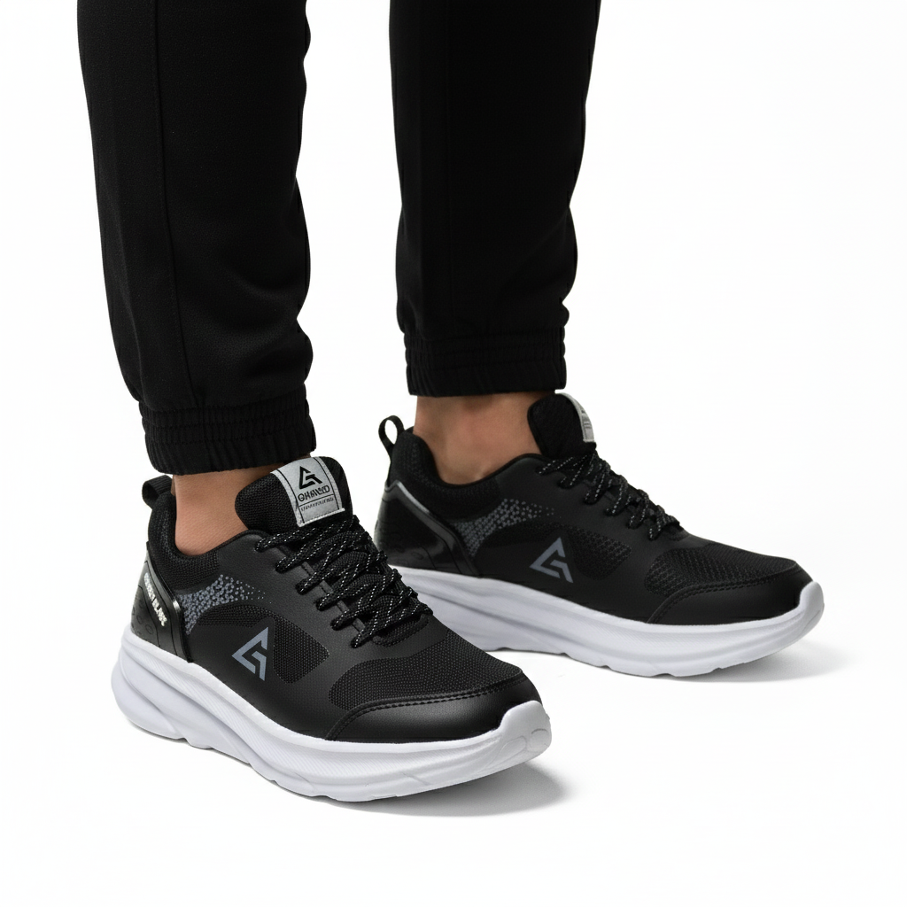 Sepatu Running Ghaneo Blade Hitam Putih - Hitam Abu
