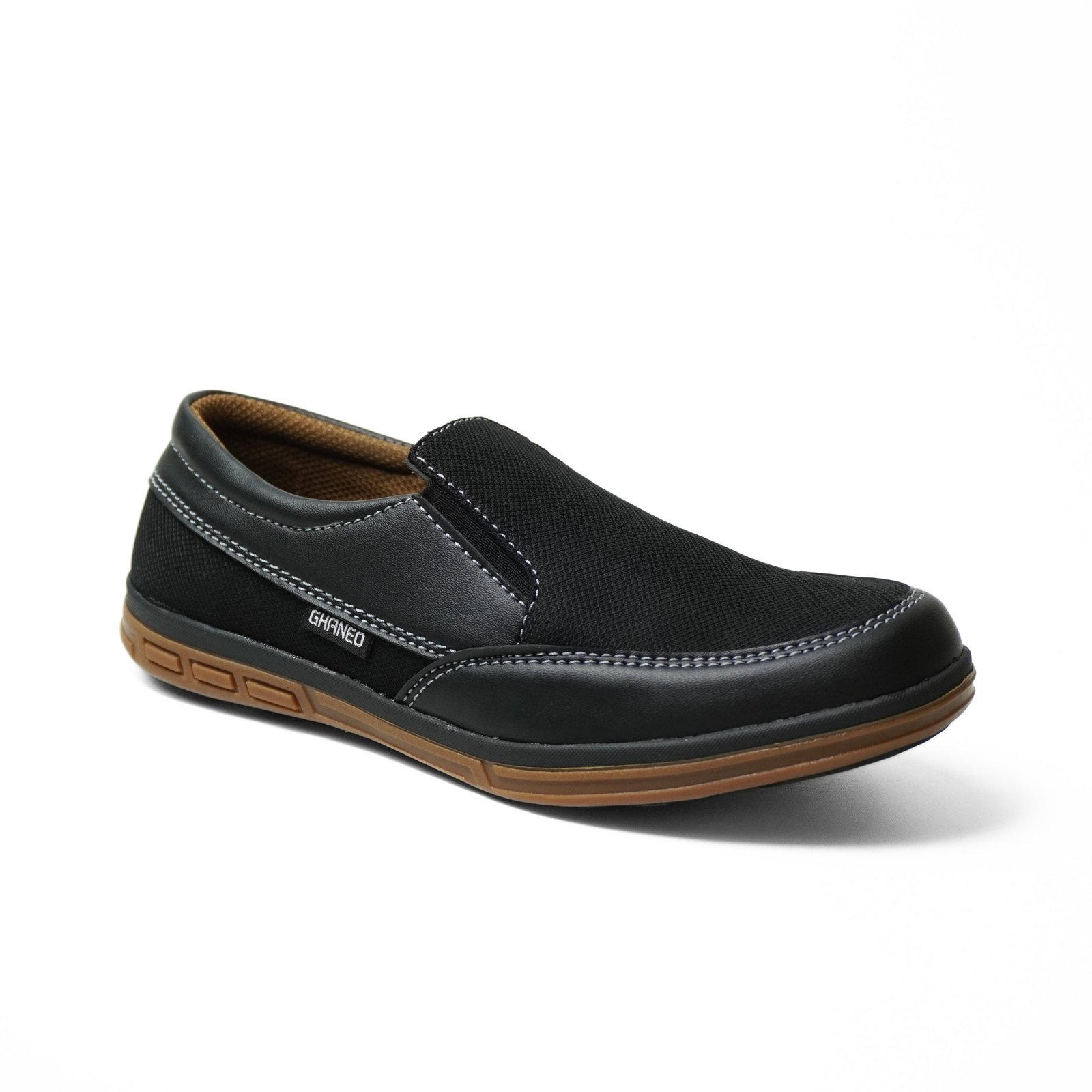 Sepatu Slip On Kulit Suede G-01 Casual - Hitam Full