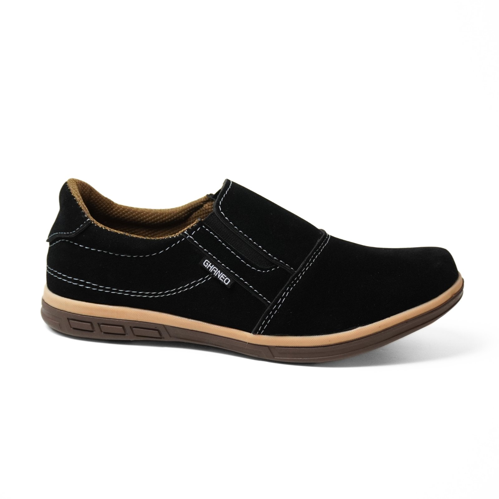 Sepatu Slip On Kulit Suede G-22 Casual - Hitam